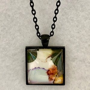 Small Square Wearable Abstract Pendant